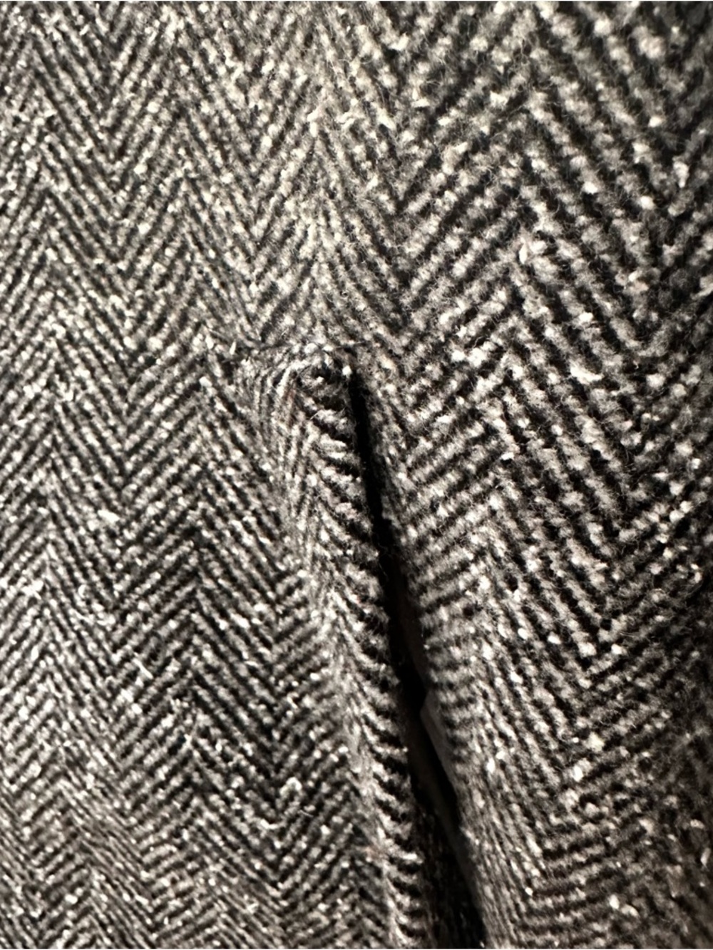 Zara Girls Black & White Herringbone Long Pea Coat Size 6 - Picture 5 of 7